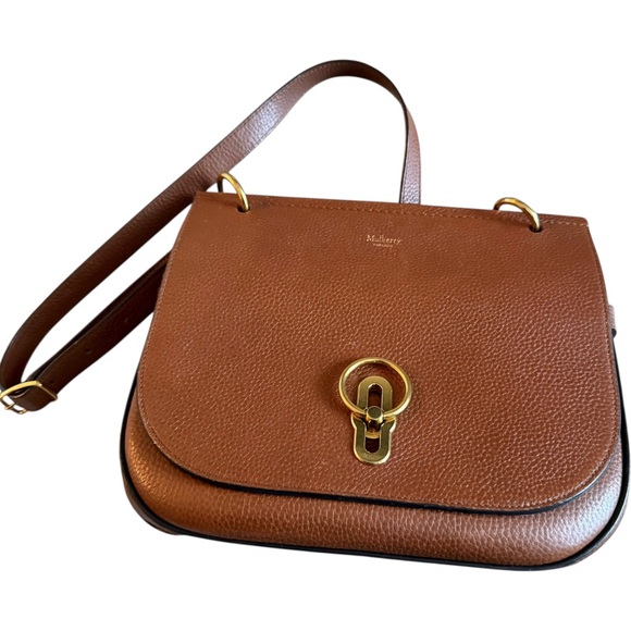 Mulberry Small Amberley Satchel Oak Brown Classic Grain Leather Crossbody - Picture 3 of 6